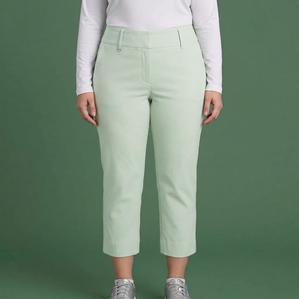 Swing Control 8001SW Golf Capri Pants Womens 14 Green Rayon Stretch EUC